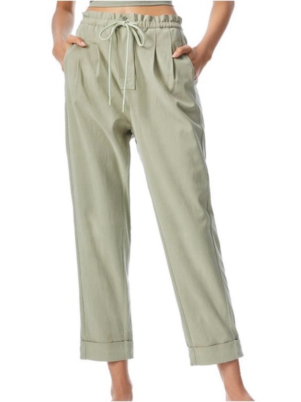 $295 MSRP Alice+Olivia Liliana Cuffed Drawstring Paperbag Waist Pants size XS